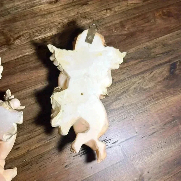 Angels Set of 2 Cherub Resin VINTAGE Wall Hanging Home Accent Decor Plaques - Picture 13 of 16